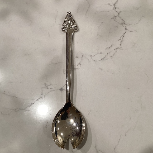 Christmas tree serving fork /spoon silver tone - Picture 1 of 3